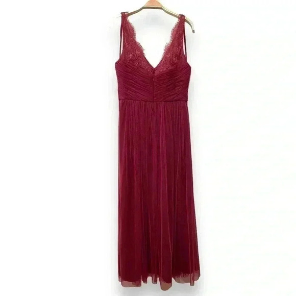 BHLDN Anthropologie Hitherto Fleur Formal Tulle Wine Red Event Gown Dress Size 8 - Picture 5 of 8